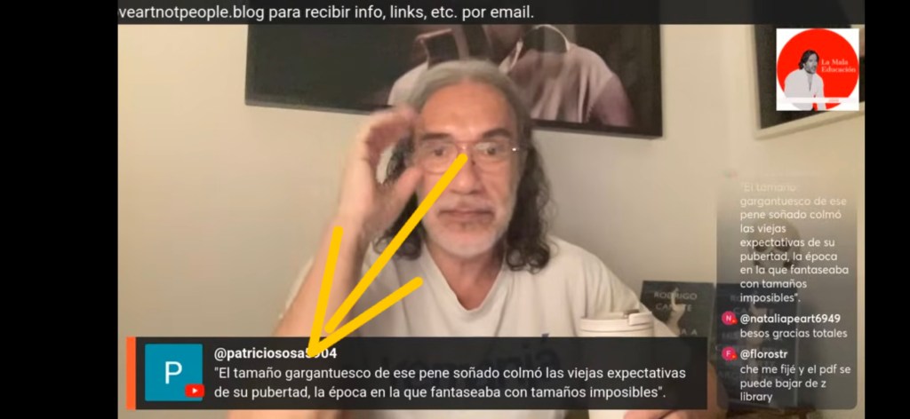 El Gargantuesco Pene en el Libro de Luis Novaresio Asocia Pene con Garganta. En Inglés eso es “Choking”